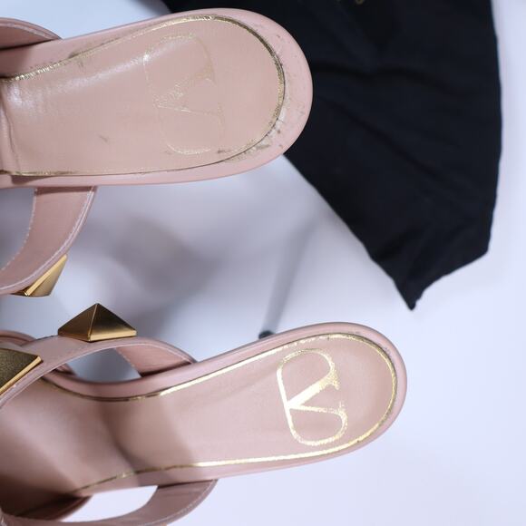 VALENTINO Roman Stud Leather Heeled Sandal Blush Pink Pointed Toe Women's 36 - Picture 7 of 10